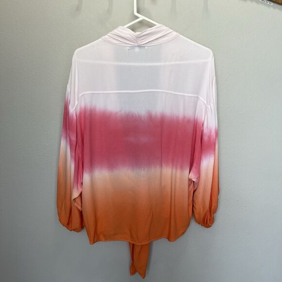 Young Fabulous & Broke | Tie Front Top Ombré Dip Dye Pink Orange Womens Small - Picture 6 of 6